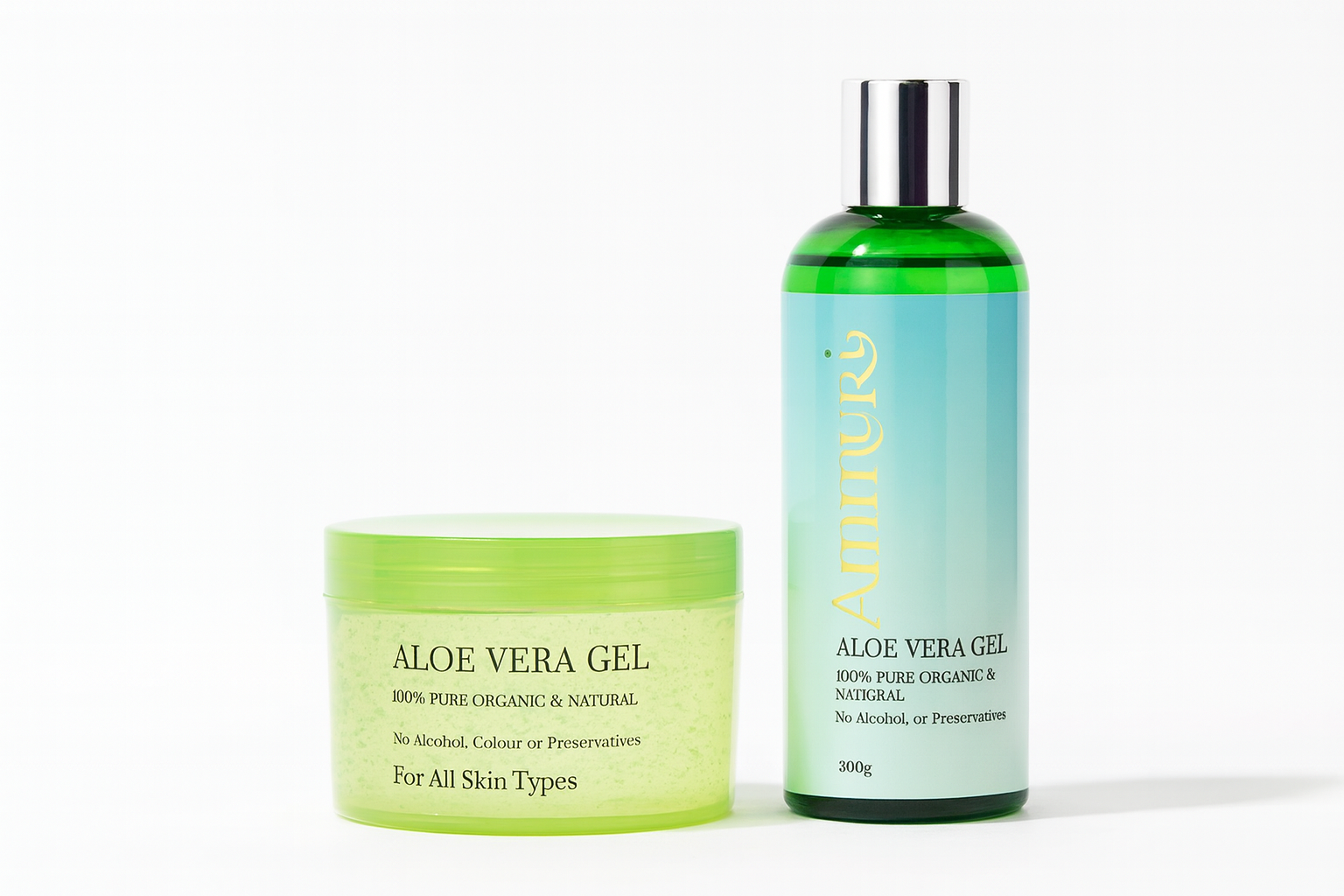 Ammuri Organic Aloe Vera Gel Set | 300ml Bottle & Jar