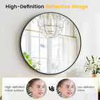 Round Mirror, 32 Inch Black Bathroom Mirror, Circle Mirror with Metal Frame, Large Stylish Wall Mirror, round Mirrors for Bathroom, Entryway, Bedroom, Vanity, Hallway, Living Room-3