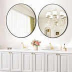 Round Mirror, 32 Inch Circle Mirror, Black Metal Frame round Mirrors for Wall, Bathroom Mirrors for Wall Decor, Wall Mirrors for Entryway, Living Room, Dining Room, Easy to Install-1