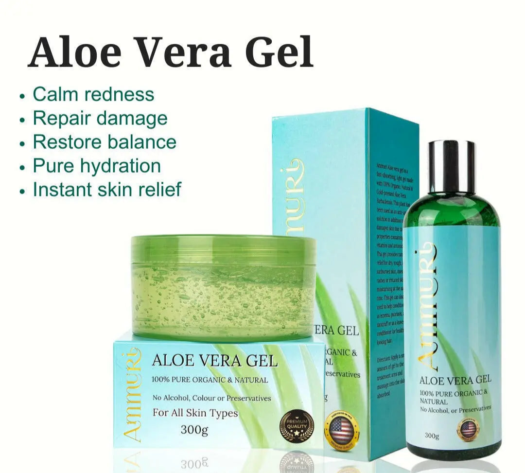 Ammuri Organic Aloe Vera Gel Set | 300ml Bottle & Jar