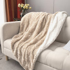 Soft Luxury Champagne Ivory Sherpa Faux Fur Throw Blanket