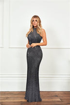 Taloola All Over Sequin Gun Metal Maxi Dress-0