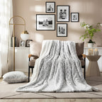 Soft Dreamy Milky White & Purple Sherpa Faux Fur Throw Blanket
