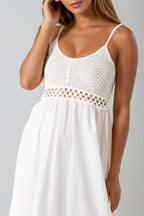 White Crochet Cami Midi Dress-1