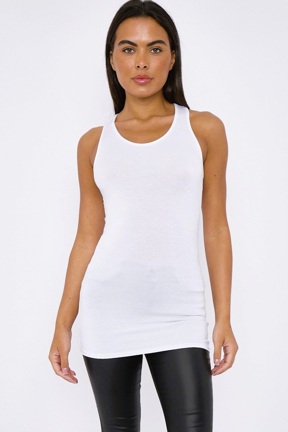 White Racerback Vest Top-0