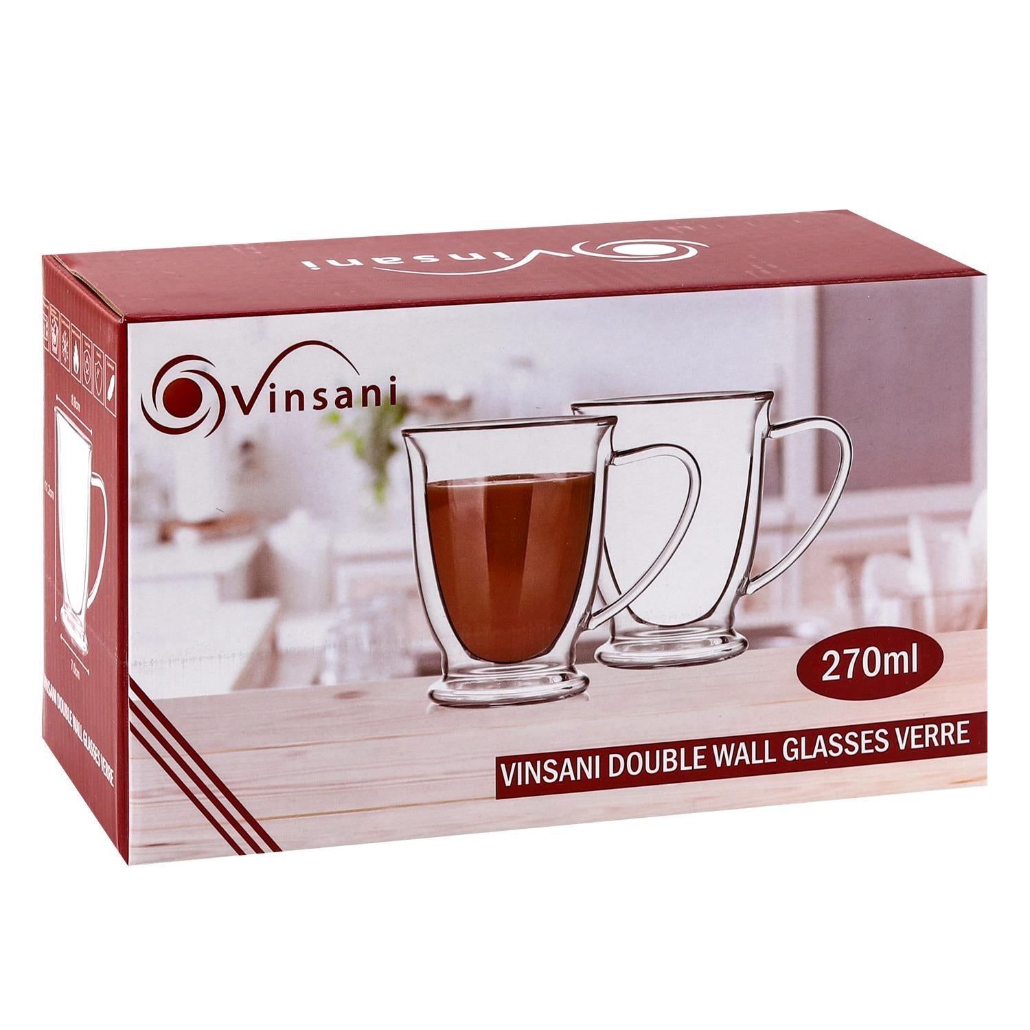 VINSANI Verre Double Wall Glass Set – 270ml (Set of 2)