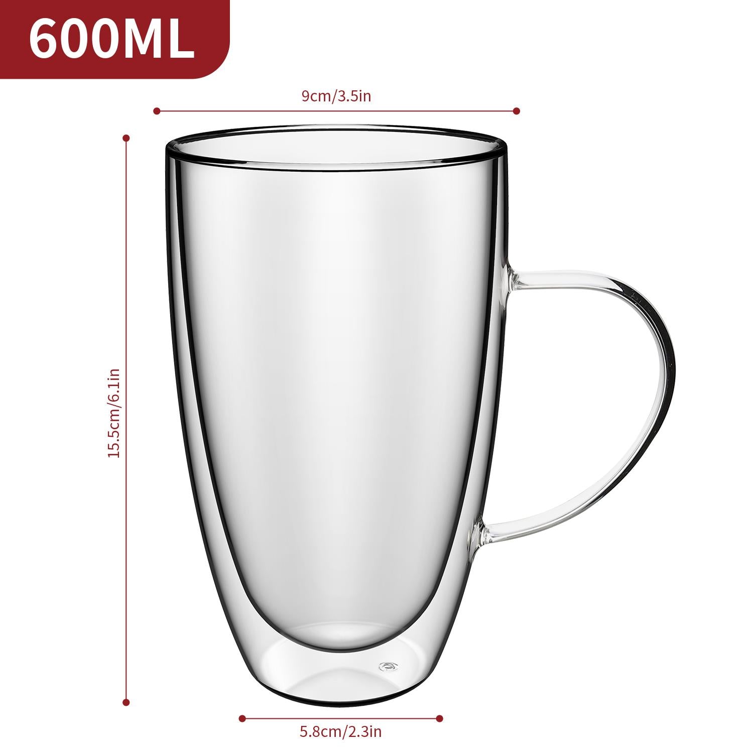 VINSANI Pivano Double Wall Glass Set – 600ml (Set of 2)