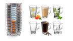 VINSANI Latte Glass & Coffee Pod Stand Set (6-Piece Glass Set + 48-Pod Holder)