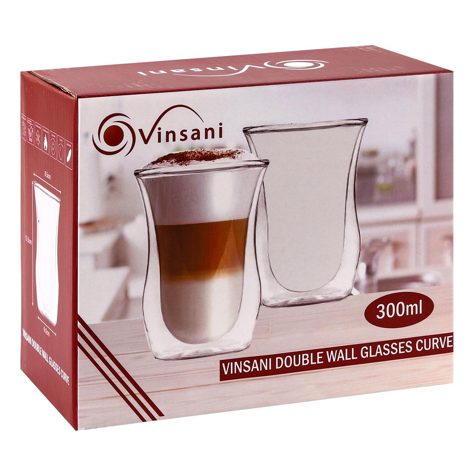 VINSANI Curve Double Wall Glass Set – 300ml (Set of 2)