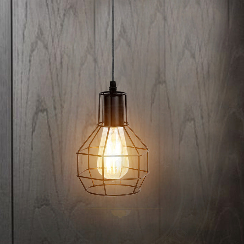 Metal Industrial Wire Cage Pendant Light ~5787-1