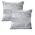Diamante Sparkle/Bling Silver Grey Colour Crushed Ice Velvet Square Cushion Cover - Design 2 (Set of 2 pcs and 4 pcs)-2