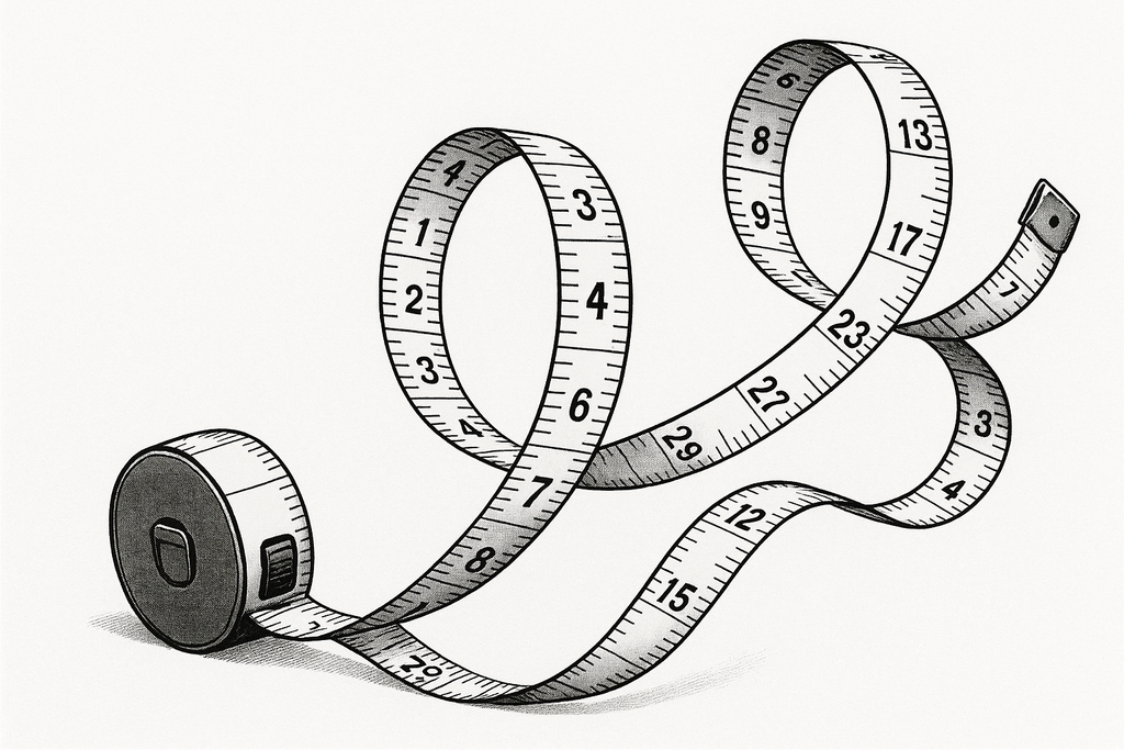black and white animated garment tape measure