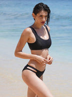 Black Slit Cut Surfer Bikini-1