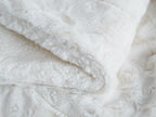 Soft Luxury White Rose Sherpa Faux Fur Throw Blanket