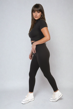 Ribbed Half Zip Crop Top and High Waist Leggings Co-ord Set-11