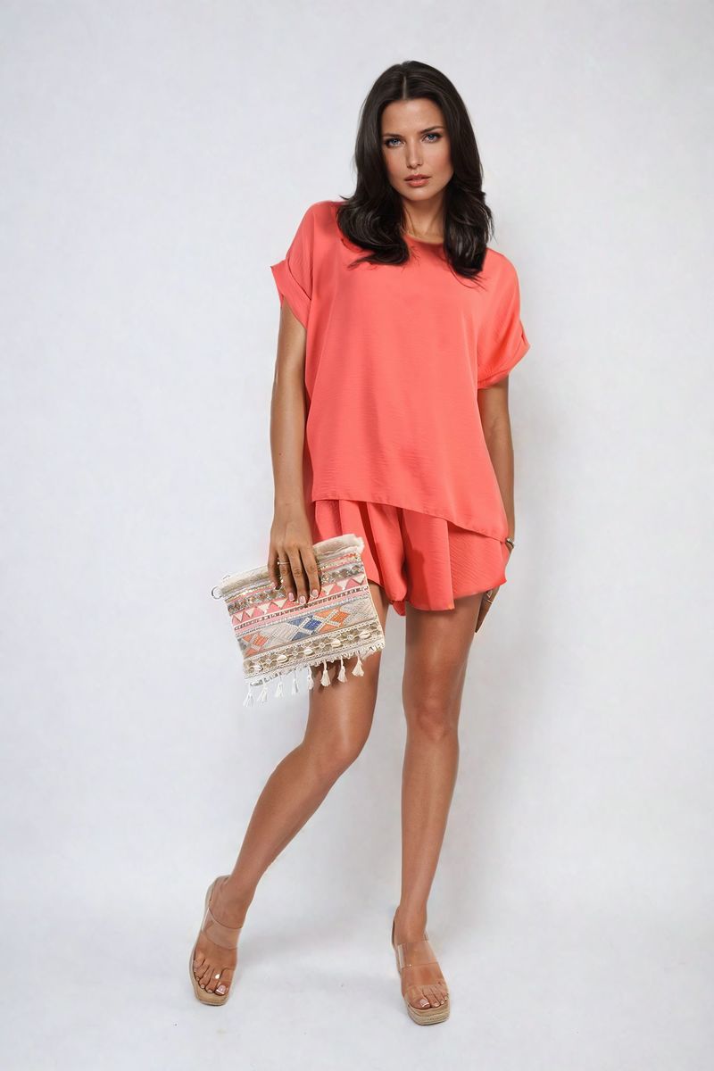 Short Sleeve Loose Top and Shorts Co-ord Set-2
