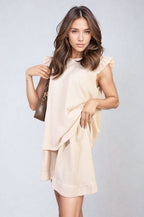 Ruffle Trim Sleeve Top and Shorts Co-ord Set-9