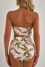Island Vibes Swimsuit: Pink Tropical Asymmetric One-Piece-1