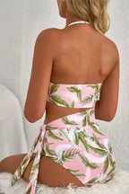 Island Vibes Swimsuit: Pink Tropical Asymmetric One-Piece-2