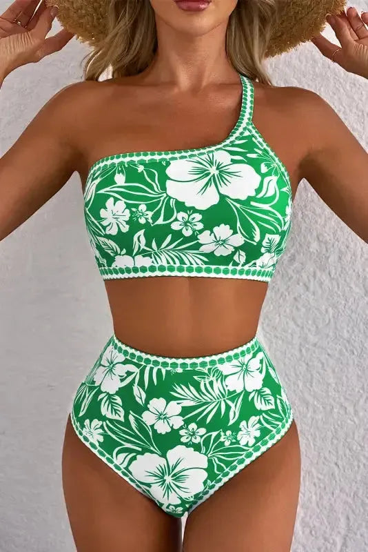 Palm Paradise One-Shoulder Bikini-4