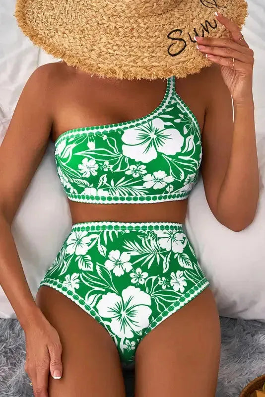 Palm Paradise One-Shoulder Bikini-2