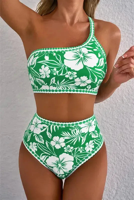 Palm Paradise One-Shoulder Bikini-0