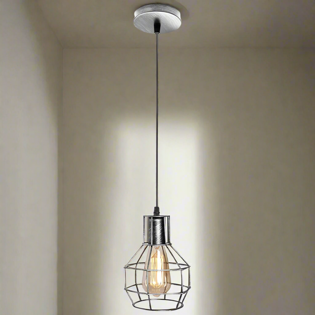 Metal Industrial Wire Cage Pendant Light ~5787-0